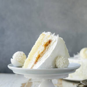 white coconut cake with creamy cream